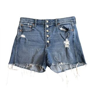 Gap Women's Demin Shorts Distressed Button Fly 3.5" Inseam Raw Hem Size 30
